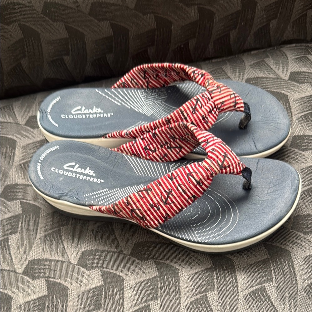 Clarks Cloudsteppers Red and Blue Sandals